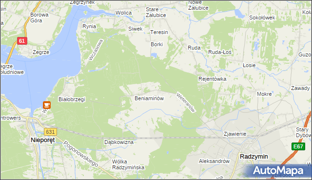 mapa Łąki gmina Radzymin, Łąki gmina Radzymin na mapie Targeo