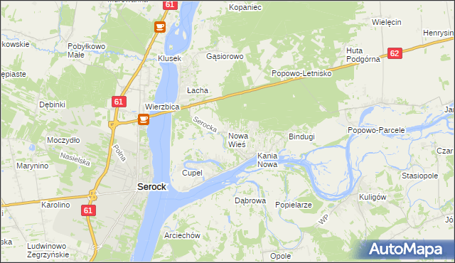 mapa Nowa Wieś gmina Serock, Nowa Wieś gmina Serock na mapie Targeo