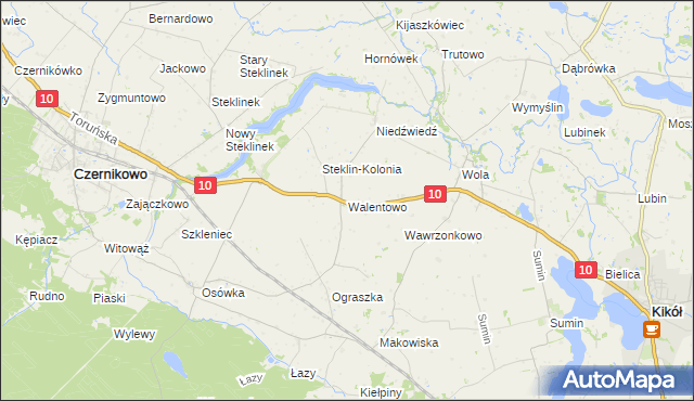 mapa Walentowo gmina Kikół, Walentowo gmina Kikół na mapie Targeo