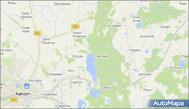 mapa Dąbrowa gmina Kętrzyn, Dąbrowa gmina Kętrzyn na mapie Targeo