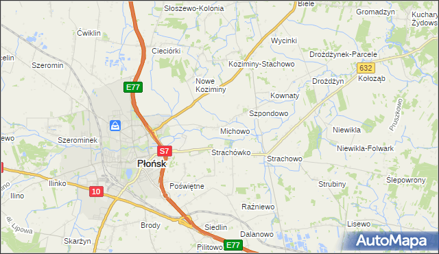 mapa Michowo, Michowo na mapie Targeo