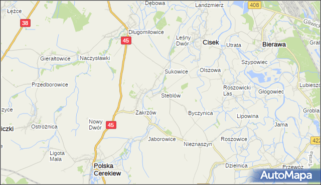 mapa Steblów gmina Cisek, Steblów gmina Cisek na mapie Targeo