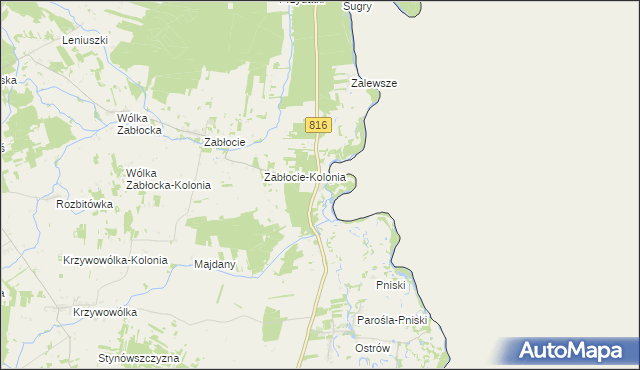 mapa Szostaki gmina Kodeń, Szostaki gmina Kodeń na mapie Targeo