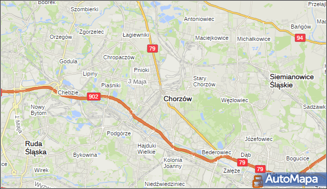 mapa Chorzów, Chorzów na mapie Targeo