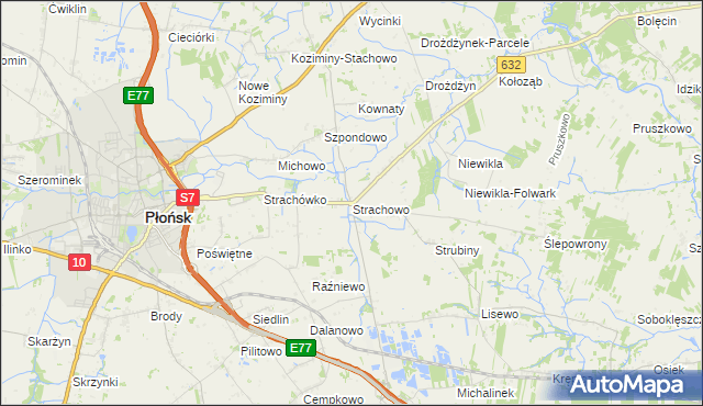 mapa Strachowo, Strachowo na mapie Targeo