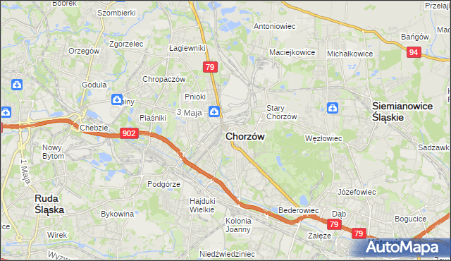 mapa Chorzów, Chorzów na mapie Targeo