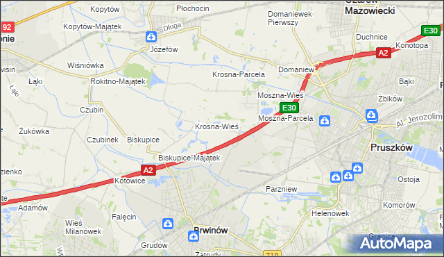 mapa Koszajec gmina Brwinów, Koszajec gmina Brwinów na mapie Targeo