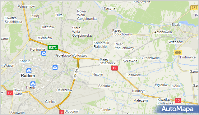 mapa Rajec Szlachecki, Rajec Szlachecki na mapie Targeo