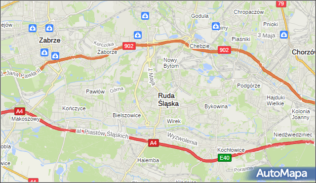 mapa Rudy Śląskiej, Ruda Śląska na mapie Targeo