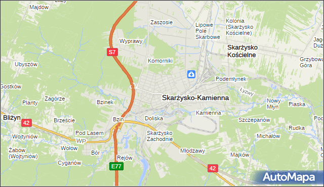 mapa Skarżysko-Kamienna, Skarżysko-Kamienna na mapie Targeo