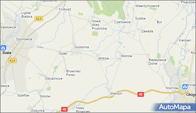 mapa Wilków gmina Biała, Wilków gmina Biała na mapie Targeo