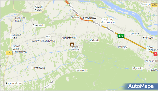 mapa Adamówek gmina Czosnów, Adamówek gmina Czosnów na mapie Targeo