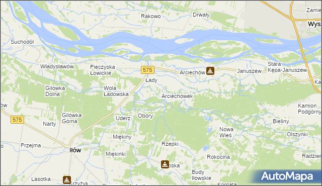 mapa Arciechówek, Arciechówek na mapie Targeo