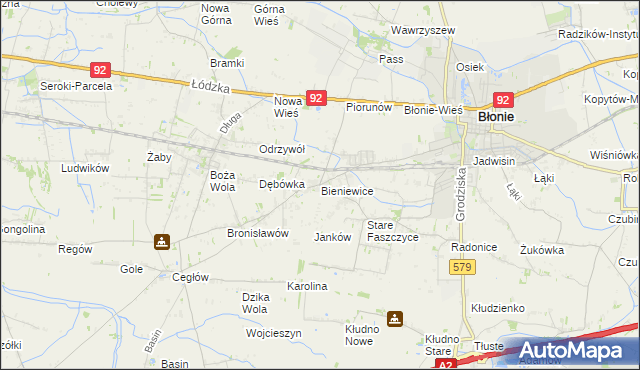 mapa Bieniewice, Bieniewice na mapie Targeo