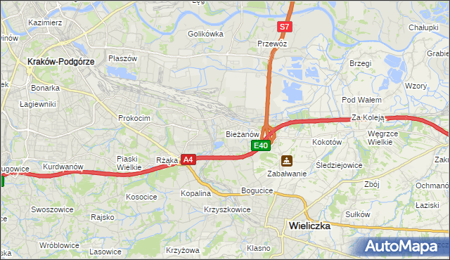 mapa Bieżanów, Bieżanów na mapie Targeo