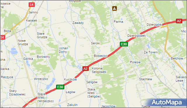 mapa Bobiecko, Bobiecko na mapie Targeo