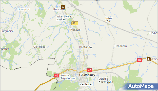mapa Bodzanów gmina Głuchołazy, Bodzanów gmina Głuchołazy na mapie Targeo