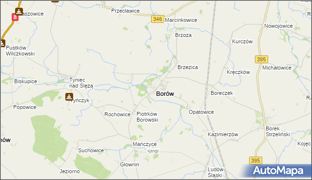 mapa Borów powiat strzeliński, Borów powiat strzeliński na mapie Targeo