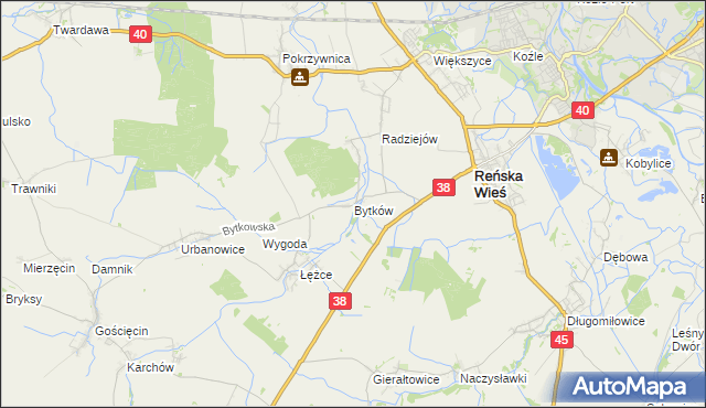 mapa Bytków gmina Reńska Wieś, Bytków gmina Reńska Wieś na mapie Targeo