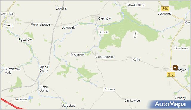mapa Cesarzowice gmina Środa Śląska, Cesarzowice gmina Środa Śląska na mapie Targeo