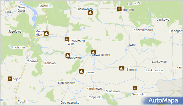 mapa Chwaliszewo gmina Kcynia, Chwaliszewo gmina Kcynia na mapie Targeo