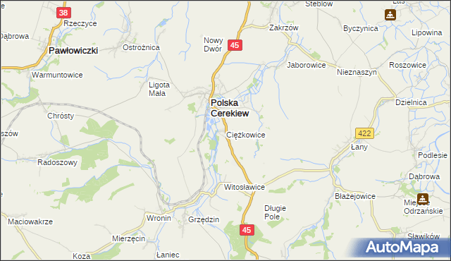 mapa Ciężkowice gmina Polska Cerekiew, Ciężkowice gmina Polska Cerekiew na mapie Targeo