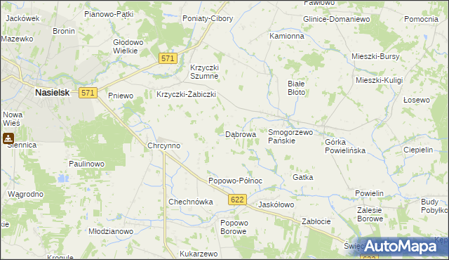 mapa Dąbrowa gmina Nasielsk, Dąbrowa gmina Nasielsk na mapie Targeo