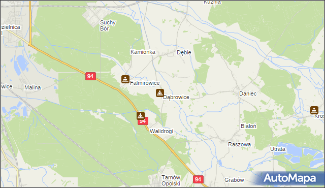 mapa Dąbrowice gmina Chrząstowice, Dąbrowice gmina Chrząstowice na mapie Targeo