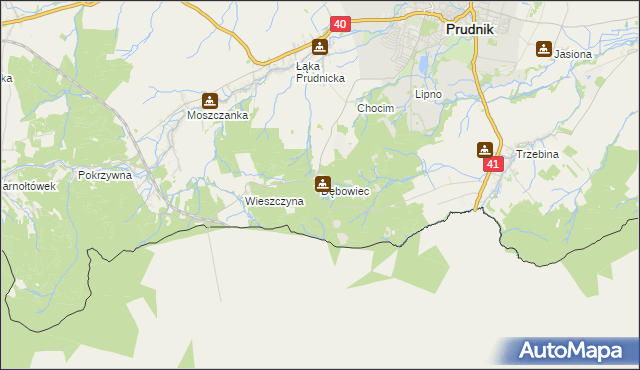 mapa Dębowiec gmina Prudnik, Dębowiec gmina Prudnik na mapie Targeo