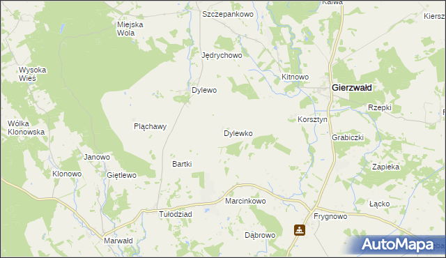 mapa Dylewko, Dylewko na mapie Targeo