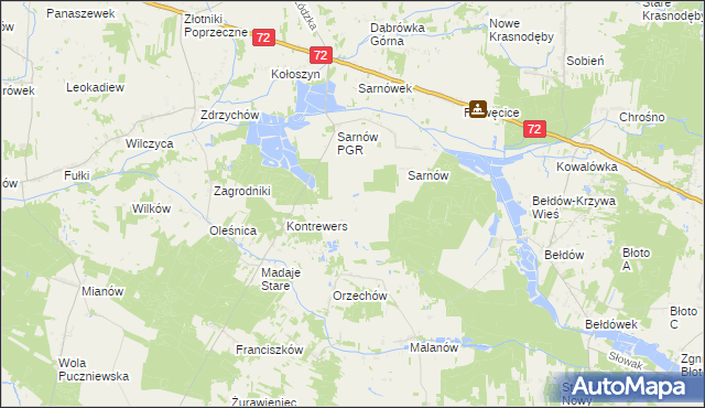 mapa Dzierżanów gmina Dalików, Dzierżanów gmina Dalików na mapie Targeo