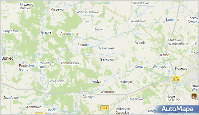 mapa Gawłowo, Gawłowo na mapie Targeo