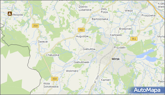 mapa Giebułtów gmina Mirsk, Giebułtów gmina Mirsk na mapie Targeo