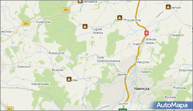 mapa Gola Dzierżoniowska, Gola Dzierżoniowska na mapie Targeo