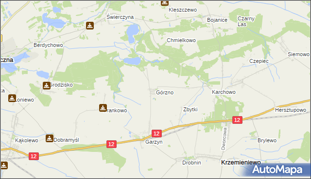 mapa Górzno gmina Krzemieniewo, Górzno gmina Krzemieniewo na mapie Targeo