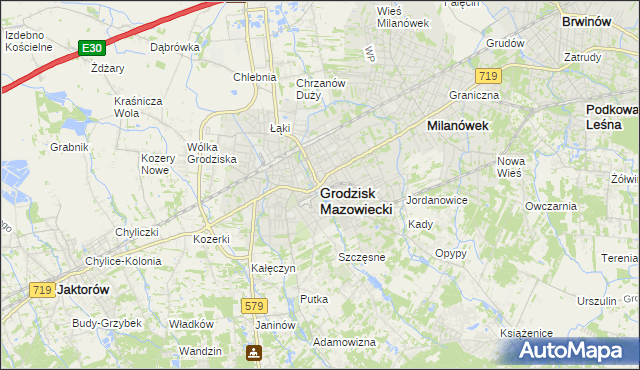 mapa Grodzisk Mazowiecki, Grodzisk Mazowiecki na mapie Targeo