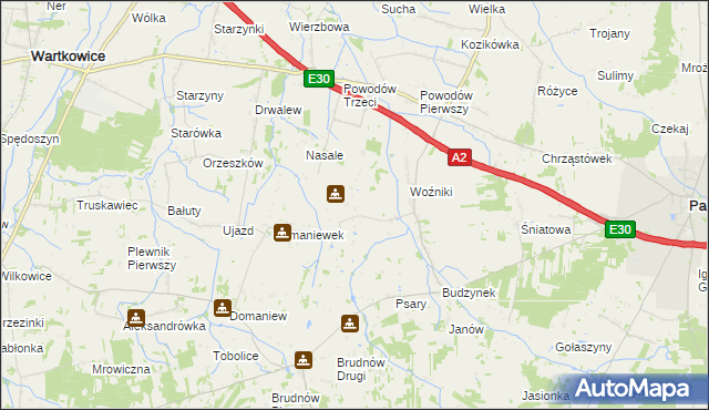 mapa Idzikowice gmina Dalików, Idzikowice gmina Dalików na mapie Targeo