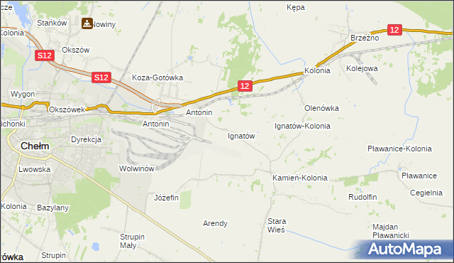 mapa Ignatów gmina Kamień, Ignatów gmina Kamień na mapie Targeo