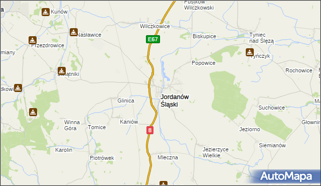 mapa Jordanów Śląski, Jordanów Śląski na mapie Targeo