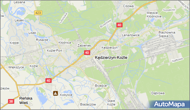 mapa Kędzierzyna-Koźle, Kędzierzyn-Koźle na mapie Targeo