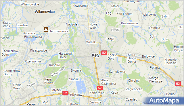 mapa Kęty, Kęty na mapie Targeo