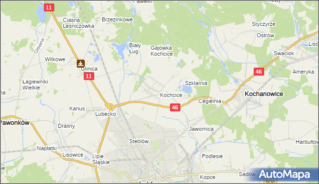 mapa Kochcice, Kochcice na mapie Targeo