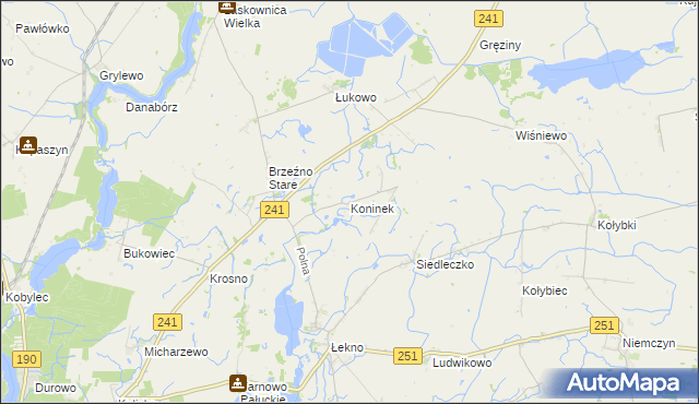 mapa Koninek gmina Wągrowiec, Koninek gmina Wągrowiec na mapie Targeo