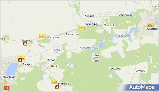 mapa Konstantynowo gmina Chodzież, Konstantynowo gmina Chodzież na mapie Targeo