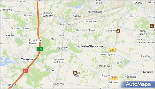 mapa Kowala-Stępocina, Kowala-Stępocina na mapie Targeo