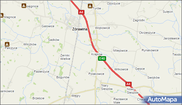 mapa Krajków gmina Żórawina, Krajków gmina Żórawina na mapie Targeo