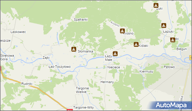 mapa Łazy Duże gmina Tykocin, Łazy Duże gmina Tykocin na mapie Targeo