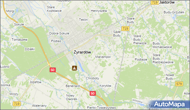 mapa Mariampol gmina Jaktorów, Mariampol gmina Jaktorów na mapie Targeo