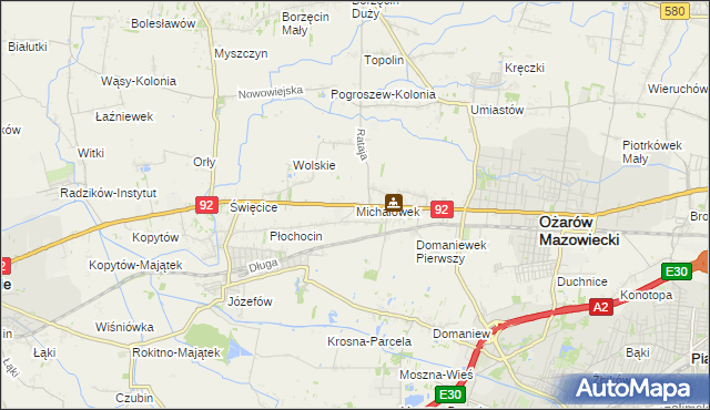 mapa Michałówek gmina Ożarów Mazowiecki, Michałówek gmina Ożarów Mazowiecki na mapie Targeo