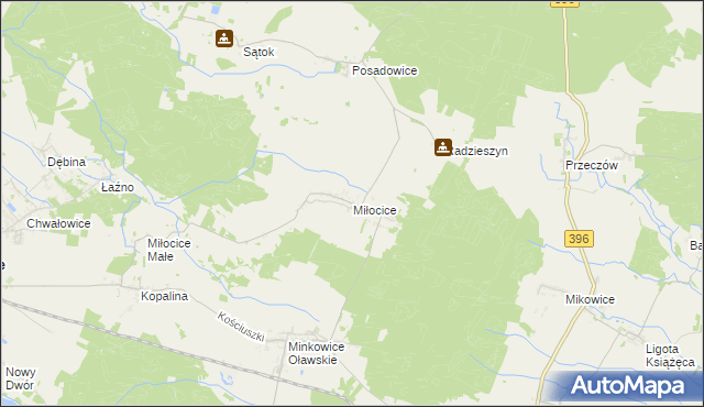 mapa Miłocice gmina Jelcz-Laskowice, Miłocice gmina Jelcz-Laskowice na mapie Targeo